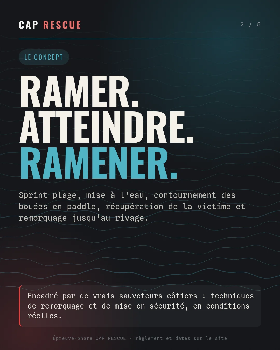 Ocean Rescue : ramer, atteindre et ramener une victime jusqu'au rivage