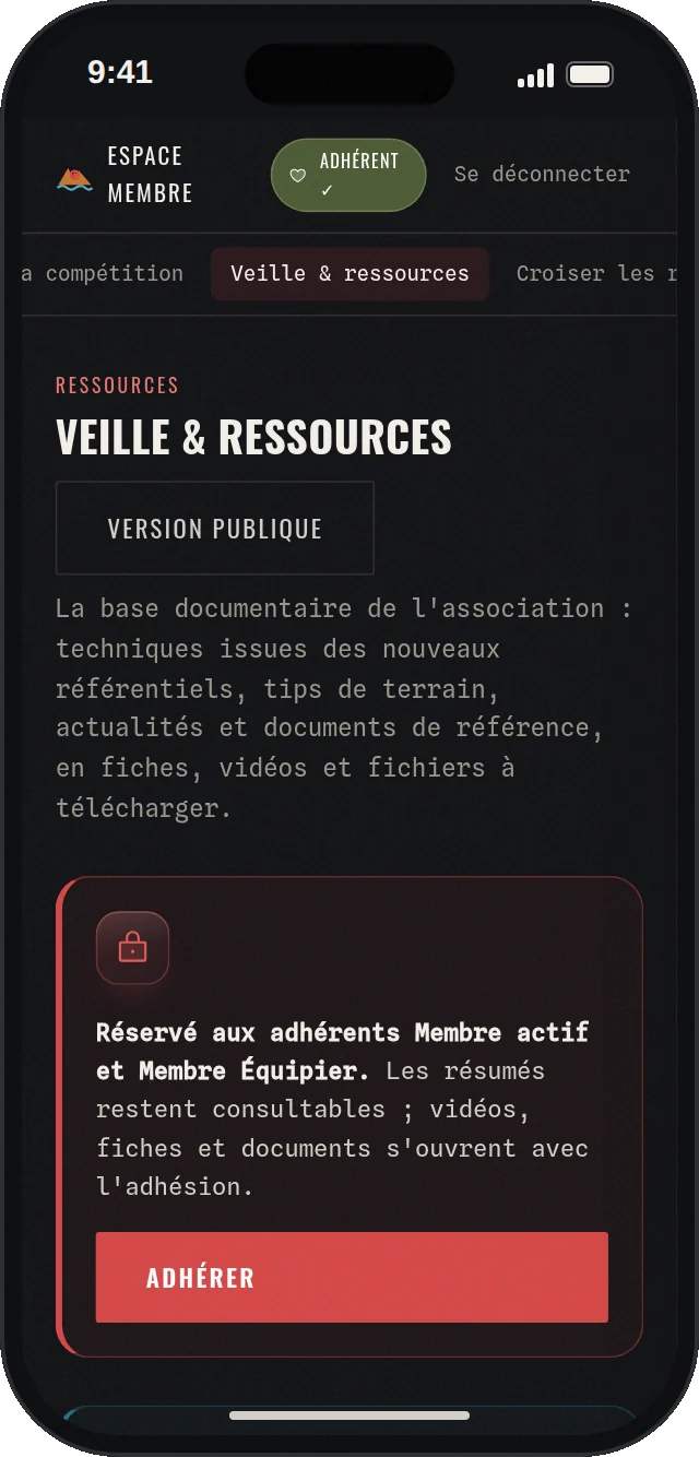 Veille et ressources réservées aux adhérents Membre actif et Membre Équipier