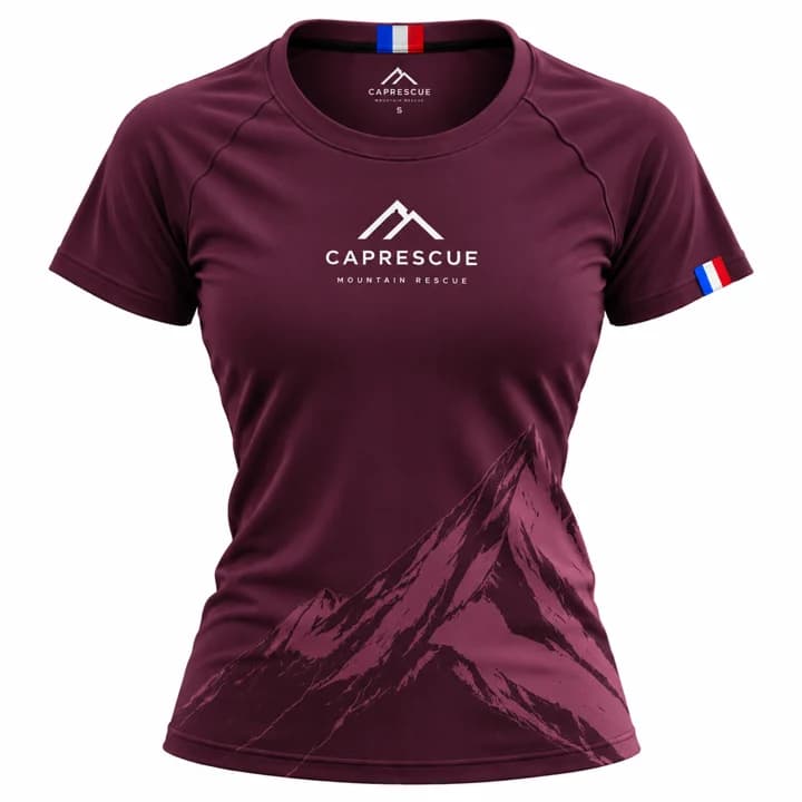 Tee-shirt femme 100 % laine mérinos CAP RESCUE coloris bordeaux