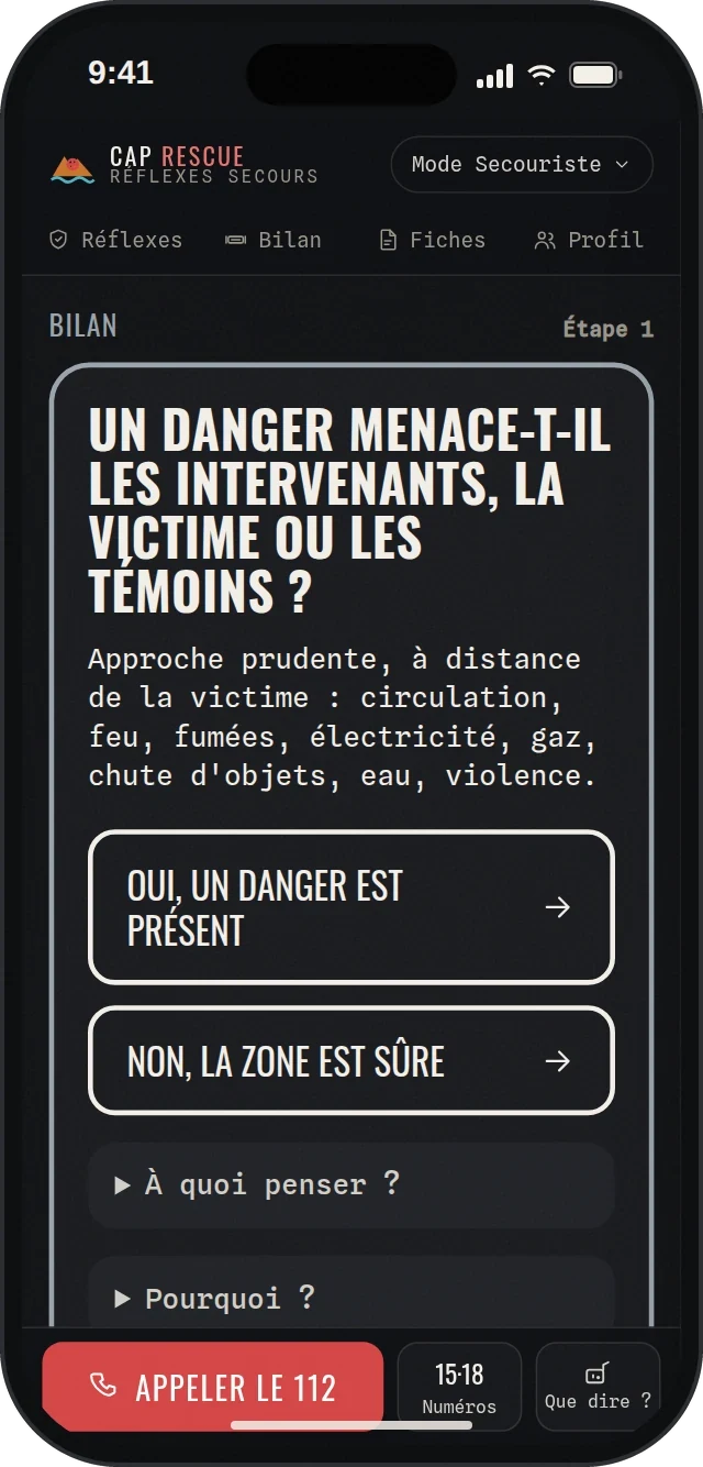 Arbre décisionnel PSE et SSA dans l'application : un danger menace-t-il les intervenants ?